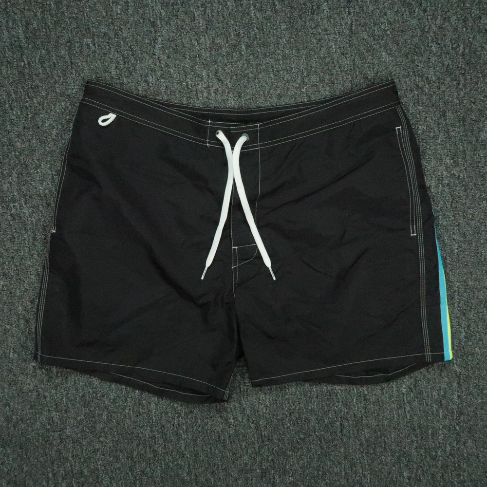 Sundek Swim Trunks Mens 36 Black Rainbow Mesh Lined Beach Shorts